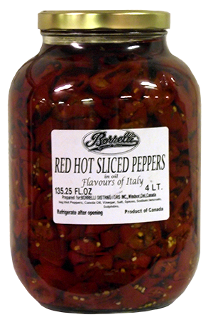 4L Bulk Red Hot Sliced Peppers
